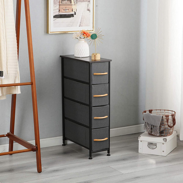 Somdot Vertical Dresser Narrow Storage Tower With 4 Drawers For Bedroom